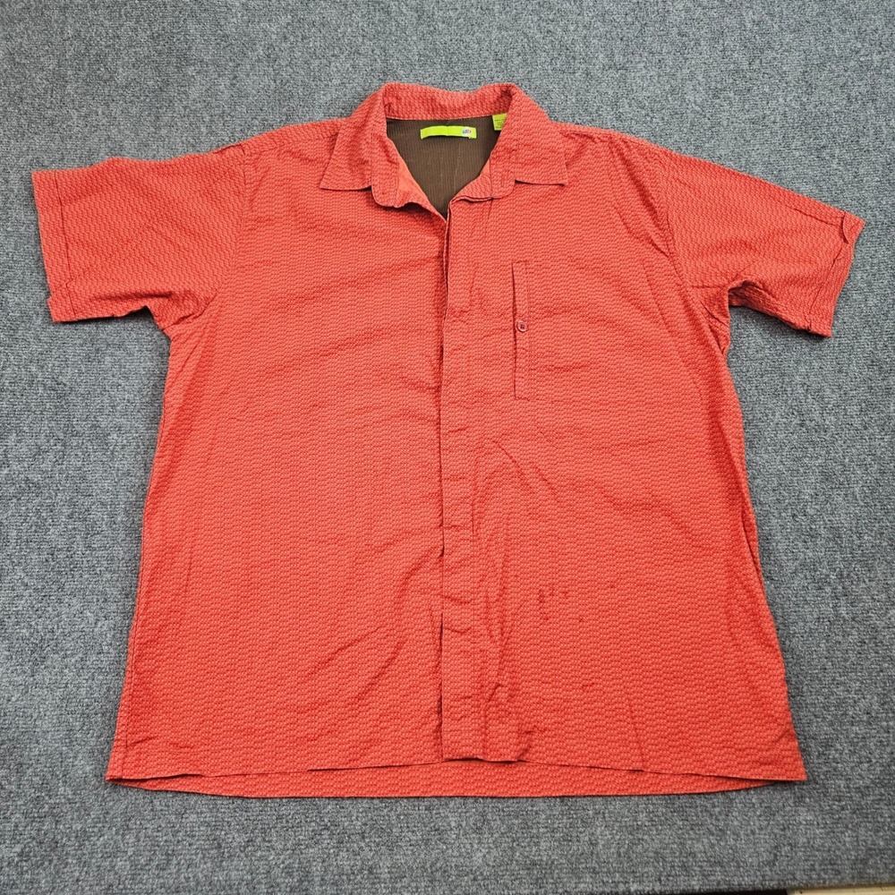 Mountain Dew Shirt Mens Large Orange Check Mesh Lined Outdoor‎ Summer Casual